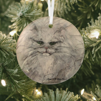 Cat by Hevener Glass Tree Decoration