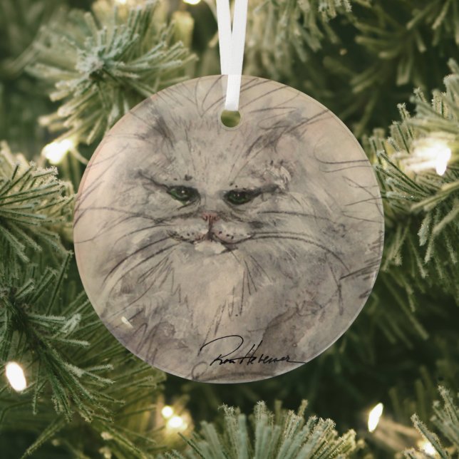 Cat by Hevener Glass Tree Decoration (Insitu)