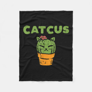 Cat Cactus Cute Succulent Plant Kitten Women Girls Fleece Blanket