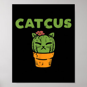 Cat Cactus Cute Succulent Plant Kitten Women Girls Poster