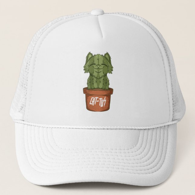 Cat Cactus Trucker Hat (Front)