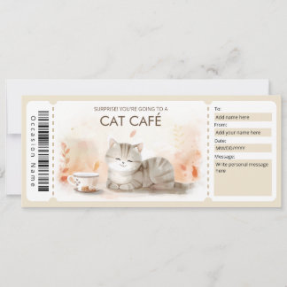 Cat Cafe Gift Certificate for a cat lover Invitation