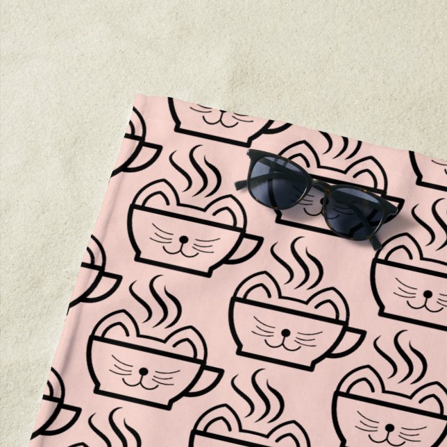 Cat Cafe pattern Beach Towel (In Situ)
