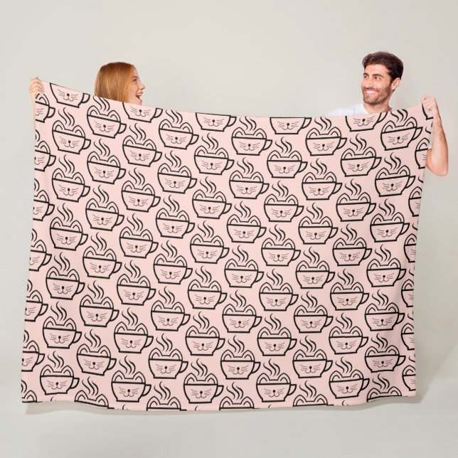 Cat Cafe pattern Fleece Blanket (In Situ)