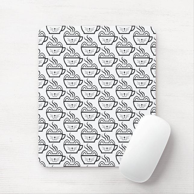 Cat Cafe pattern Mouse Mat (With Mouse)
