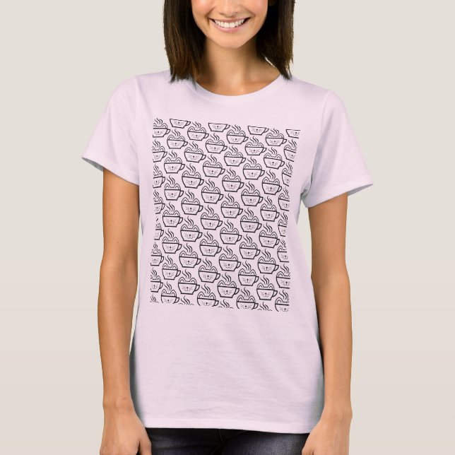 Cat Cafe pattern T-Shirt (Front)