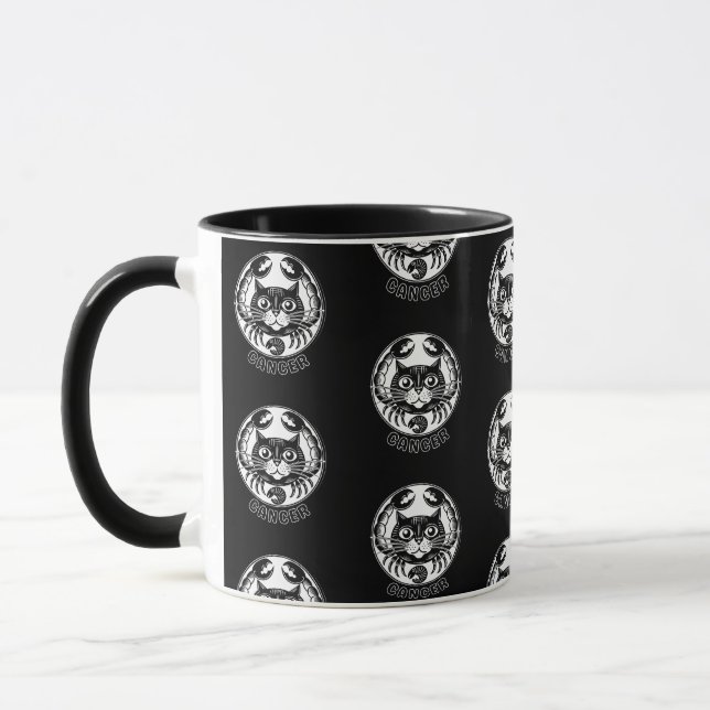 Cat Cancer Zodiac Black Mug, Astrology, Cats-a-Ton Mug (Left)