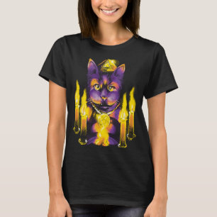 Cat & Candles Wiccan Wicca Witch Making Magic Paga T-Shirt