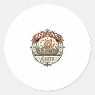 Cat Candy Shop Cat Candy Shop Cat Vintage Vector A Classic Round Sticker