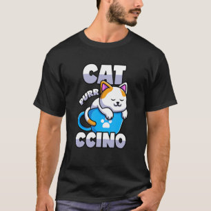 Cat Cappuccino Pun Kitten In Coffee Cup T-Shirt