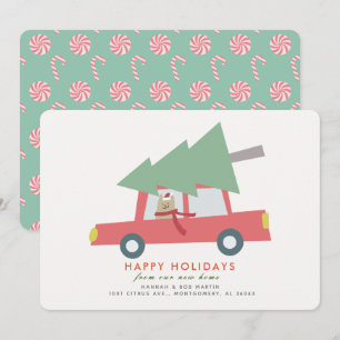 Cat Car Christmas Tree Holiday Moving Announcement