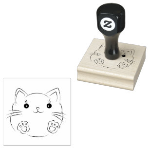 cat card rubber stamp