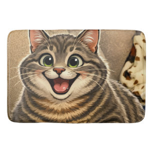 Cat caricature bath mat