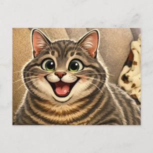 Cat Caricature Holiday Postcard