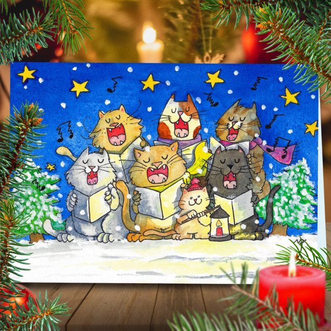 Cat Carol Singers greeting card by Nicole Janes (Creator Uploaded)