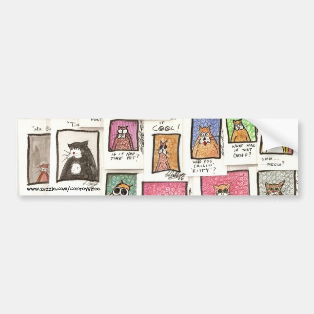 Cat Cartoon Bumper sticker (Front)
