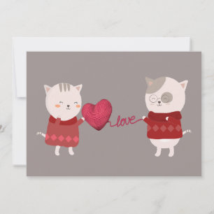 Cat Cartoon Couple  Invitation