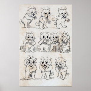 Cat Cartoon, Louis Wain Poster
