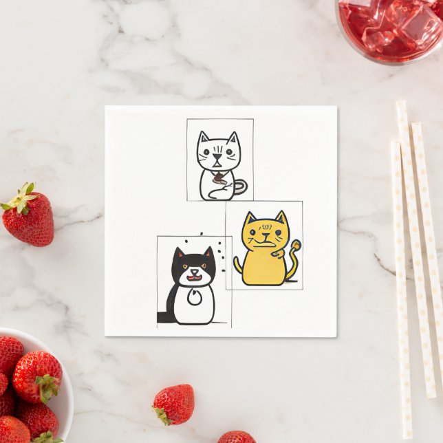Cat cartoon napkin (Insitu)