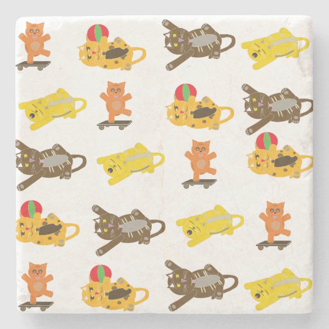 cat cartoon pattern coaster (Front)