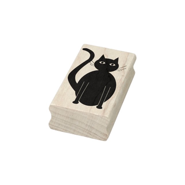 cat cartoon silhouette art stamp (Stamp)