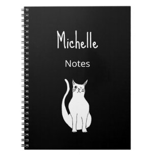 Cat Cartoon Simple Cute Kitty Black White   Notebook