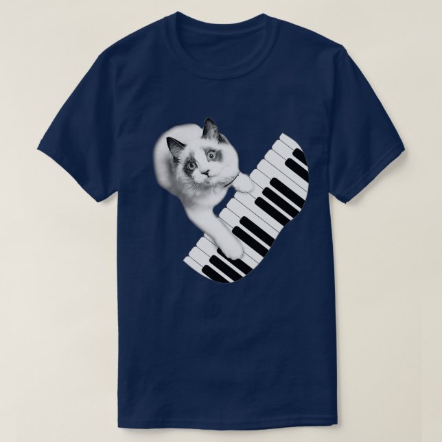 Cat   Cat Playing Piano  T-Shirt (Design Front)