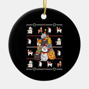 Cat - Cat Tree Christmas Ceramic Tree Decoration