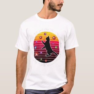 Cat Catching Bubble Retro Vintage Sunset Art T-Shirt