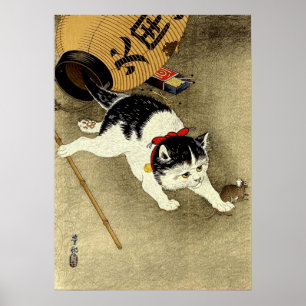 Cat Catching Mouse Shoson Ohara 1930 Poster