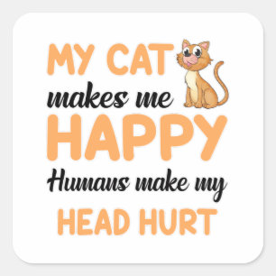 Cat Cats Cat Lover Pet Kitten Animal Funny Gift Square Sticker