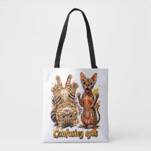 Cat Cat's Two Divas, One Stare 👀 Funny Cat Cute Tote Bag