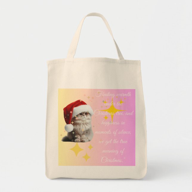 cat celebrate christmas tote bag (Front)