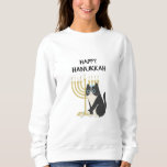 cat celebrating hanukkah and playing with a dreide sweatshirt<br><div class="desc">hanukkah, jewish, funny, funny hanukkah, menorah, chanukkah, judaism, dreidel, christmas, chanukah, hanukah, happy, israel, hannukah, orthodox, funny animals, jew, star of david, funny sayings, jew holiday, jewish holiday, quote, candles, gift, latkes, ugly, celebrate, channukah, funny quotes, happy hanukkah, hebrew, jews, light, love, party, religion, cool, funny jewish, sarcastic, yiddish, dreidal,...</div>