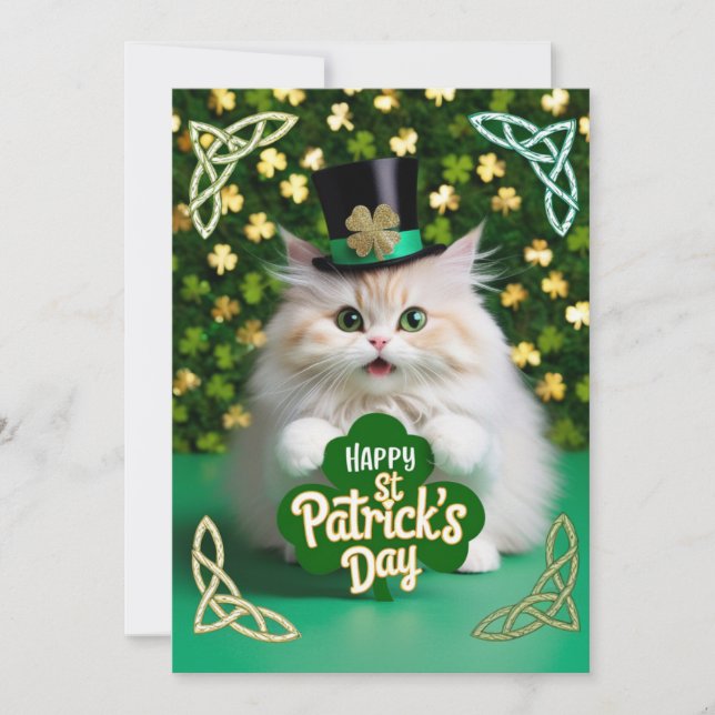 Cat Celebrating St Patricks Day Save The Date (Front)
