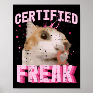 Cat Certified Freak Funny Saying Kitten Women Girl Poster