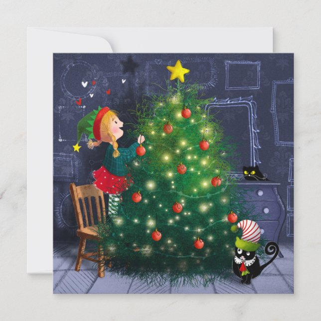 Cat Chaos Christmas Thank You Card (Front)