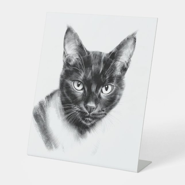 Cat Charcoal Pedestal Sign (Front)