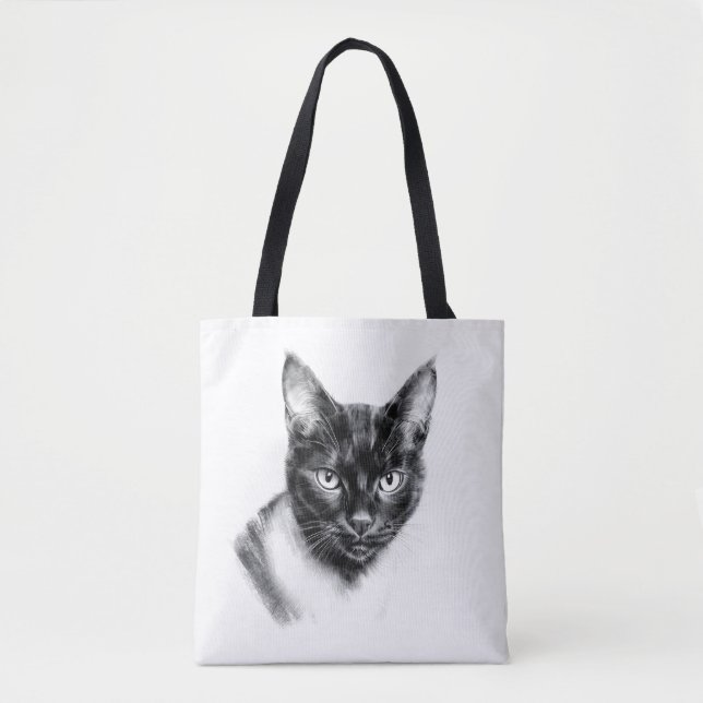 Cat Charcoal Tote Bag (Front)