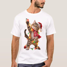 Cat Chasing Christmas Lights