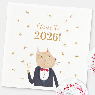 Cat Cheers to 2026 New Year Napkin