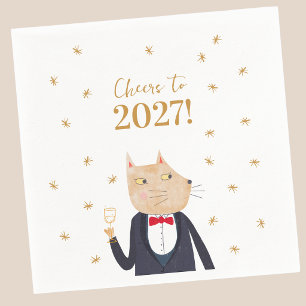 Cat Cheers to 2027 New Year Napkin