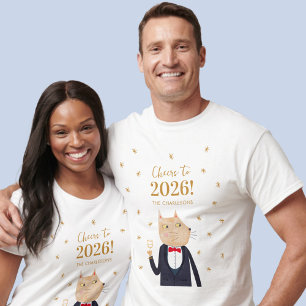 Cat Cheers to 2027 New Year Personalised T-Shirt