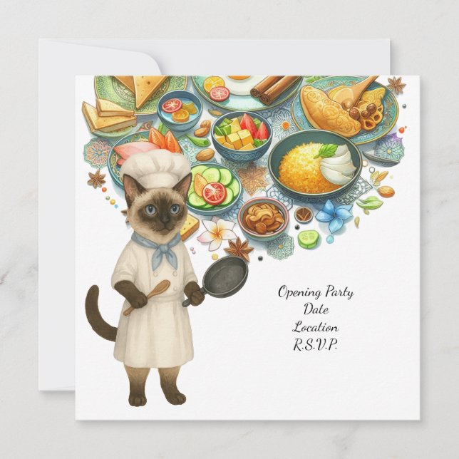 Cat Chef Cooking Party for Cat Lovers  Invitation (Front)