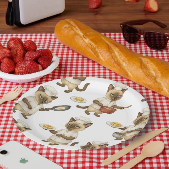 Cat Chef is cooking Breakfast  Paper Plate (Picnic)