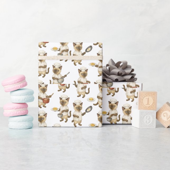 Cat Chef is cooking Breakfast  Wrapping Paper (Baby Shower)