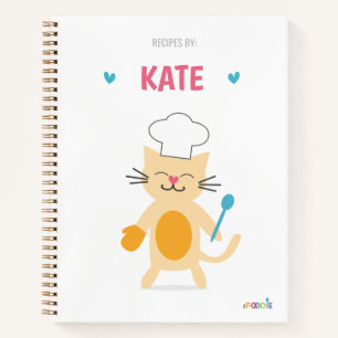 Cat Chef Personalized Kids Recipe Notebook