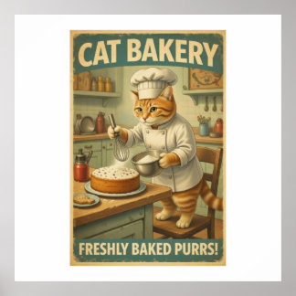 Cat Chef Poster Wall Art