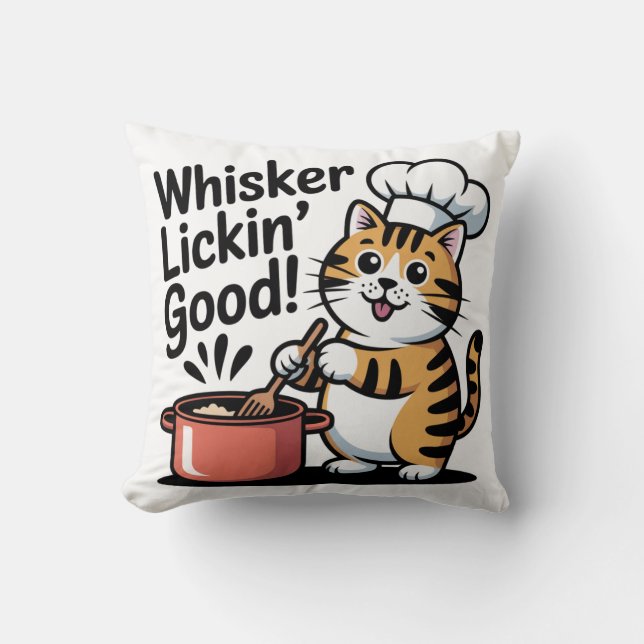 Cat Chef Throw Pillow – Cute Kitchen Decor Accent (Front)