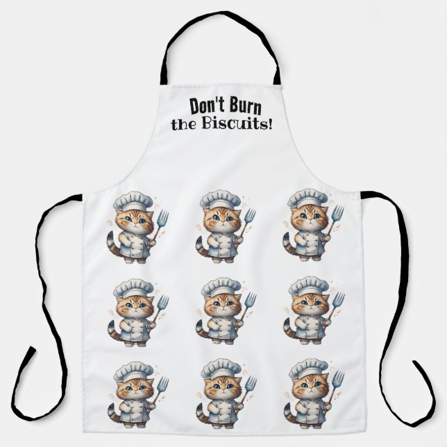 Cat Chef Whimsy All-Over Print Apron (Front)